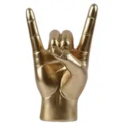 Rock Hand Gesture Statue Rock Music Art Craft Finger Sculpture for Rock Music Lover Study Room Deco Gold