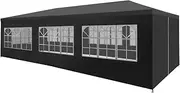 vidaXL Anthracite Party Tent - UV and Water Resistant Polyethylene Canopy with Steel Frame, Side Windows and Zip Door - Ideal for Outdoor Entertaining - 9 x 3 x 2.55 m