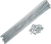 X AUTOHAUX 36 Pcs 14G J Bend 2mm Bike Bicycle Spokes with Nipples Steel Silver Tone