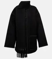[Toteme] Toteme Embroidered wool-blend scarf jacket AU 12 black
