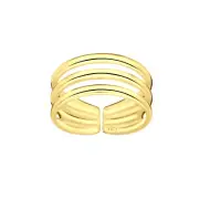 TJS 925 Sterling Silver Toe Ring Triple Line Band Adjustable Jewellery Gold Pl