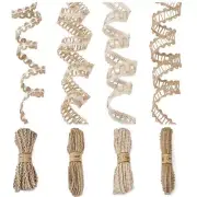EcoChic Jute Bliss - 4 Rolls of Natural Burlap Ribbons, Lace, and Twine for Rust