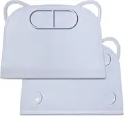 Domensi 1 Pack Silicone Suction Placemat with Teething Edge Bumper/spill for Baby Toddlers Kids with Storage Bag, Non-slip Dinning Table Mat, Dishwasher Safe for Table (Blue)