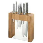 New Global Ikasu 7Pc Bamboo Knife Block 7 Piece Knives Set