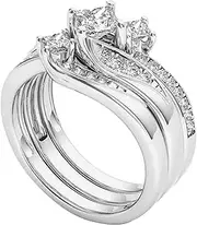 [Generic] Daughter Rings for Teen Girls Design Knot Set Diamond Fashion Ring Light Luxury High Grade Ring Rings for Men Adjustable (Silver, 5)
