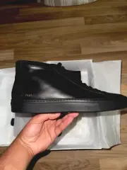 Common Projects Achilles Mid Top SneakeItalian Leather Black EU 42 US 9 9.5