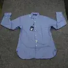 Polo Ralph Lauren Button Up Shirt Mens 16 40 41 Blue Stripe Navy Pony Dress B