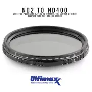 ULTIMAXX 46mm Variable Neutral Density Twisting Multi-Coated Filter ND2-ND400