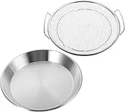 GRIRIW 1 Set Stainless Steel Frying Oil Filter Tray with Mesh Basket Capacity Strainer for Vegetable Fried Food Easy to Clean Kitchen Gadget for Home Cooking