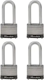 Master Lock 5SSQLJ Stainless Steel Padlock with Key, 4 Pack, Silver