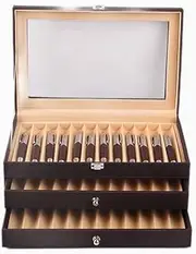 3 Layer Wood 36 Slots Leather Pen Display Box Fountain Pen Collector Case Holder Storage with Lid Thanksgiving