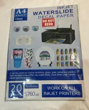 Water Slide Decal Paper Inkjet Clear 20 Sheets A4 Size Premium Water Slide