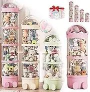Vertical Toy Storage Tube, 2025 New Stuffed Animal Storage Tube with Handle, Stuffed Animal Storage Tube, Large Stuffed Animal Storage Tube, Pet Transparent Bucket with Handle (97cm,Pink)