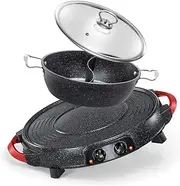 Hotpot Electric Barbecue Grill Machine 2 in 1 Hotpot Non-Stick Household Multi Cooker Pan Hot Pot 220V Barbecue (Color : Mandarin Duck Pot)