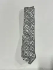 Mens Giorgio Cosani Silver Shape Pattern Tie With Matching Pocket Square NEW