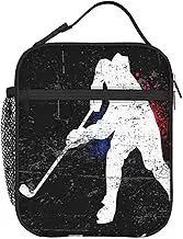 KiuLoam Insulated Lunch Box Vintage Ice Hockey Player Reusable Lunch Bag With Shoulder Strap For Women/Men/Girls/Boys Lunchbox Meal Tote Bag