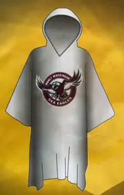Manly Sea Eagles NRL Poncho Plastic Disposable Rain Coat With Logo