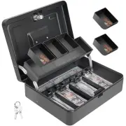 Cash Box with Key Lock and 2 Keys,Metal Money Box for Cash with Money Tray, L...