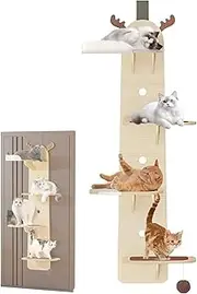 Door Hanging Cat Climber, 4-Levels Wooden Vertical Cats Board Shelf, Climber Tower, Pet Jump Shelf, Cats Tree Doors Hanger Mounted Shelves, Ladder