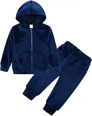 [FEOYA] Kids Girls Boys Tracksuit Sports Sets Winter Sweatsuit with Joggers Bottom Sweatpants Sportwear 2 Pieces Activewear Solid Long Sleeve Top Jogging Suit for Children 1-7 Years