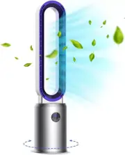 2 in1 Bladeless Tower Fan, Electric Floor Fan with Negative Ion Purification, 2