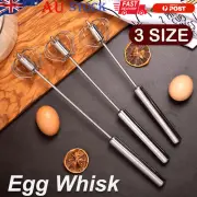 Stainless Steel Semi-Automatic Whisk Egg Whisk Hand Push Rotary Whisk Blender AU