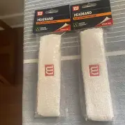 2X NOS 2002 Vintage Wilson Tennis Headband White Red Logo Old School Retro Terry