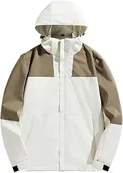 [WolweS] Men's Large Size Hoodie Outdoor Hiking Jackets Fall Fashion Color Blocking Handsome Versatile Long-sleeved Jacket M