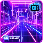 Abstract Futuristic Neon Glow Hyperspace Highway Loop Animation With Relaxing Music Screensaver