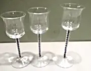 Vintage Partylite Crystal Trio VOILET TWIST Stem Glass Candle Holders Set 3