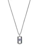 Bloomingdale's Fine Collection Men's Blue Sapphire & Diamond, & Enamel Star of David Dog Tag Pendant Necklace in 14K White Gold, 22