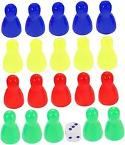 Hohopeti 20pcs Plastic Chess Pieces with Dice Small Chess Pieces for Board Games Game Accessories Develops Logical Thinking Skills