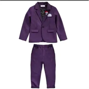 二手 春秋季新款韓版 西裝套裝 紫色 兒童小紳士套裝/男童套裝/花童服/表演服/紫色長袖外套+長褲150