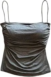[Generic] Tank Tops Women with Built in Bra Spaghetti Strap Tanks for Woman Solid Color Casua Summer Casual Winter Dress Women