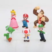 6Pcs Super Mario Bros Toy PVC Figure Kids Birthday Cake Topper Collection Gifts