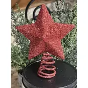 My Little Christmas 3.3" t x 2.75" w Red Glitter Star Tree Topper Ornaments U71