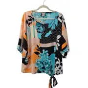 NWT Chico's Mixed Print Dolman Sleeve Tie Waist Blouse Size Chico's 2/Large
