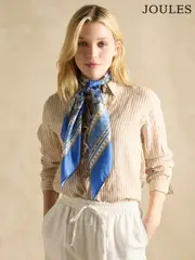 Joules Bloomfield Blue Square 100% Silk Scarf (E01399) | $104