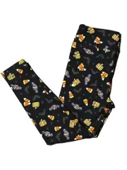 L/XL LuLaRoe Leggings ~TRICK or TREATING CANDY~ HALLOWEEN; Kids Size 8-14; black