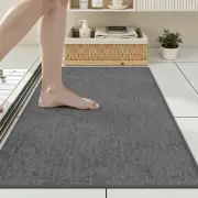 Bath Mats for Bathroom, Absorbent Gray Bathroom Rugs Quick Dry, Rubber Backin...