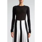 BITE Studios Semisheer Cotton Rib Jersey Top in Black at Nordstrom, Size Small