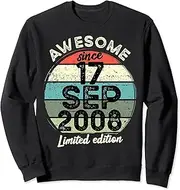 [X.Style] 15 Year Old Birthday Tshirt 17 September 2008 15th Birthday Sweatshirt ds124 Sweater (S) Black