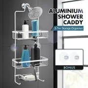 Aluminum Hanging Shower Caddy 3-Shelf Bathroom Organiser Storage Shelves Silver