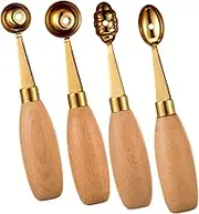 SHOWERORO Dessert Ball Maker Ice Scoop 4pcs Stainless Steel Melon Baller Multi-Functional for Fruit Ice Salad User-Friendly