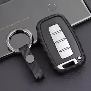 For Hyundai Elantra Sonata Kia Sportage Key Fob Case Cover Chain Carbon Fiber
