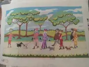 Dog Walkers Hand-Painted Needlepoint Canvas by Lee