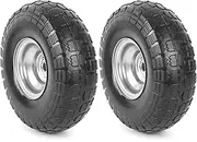 (2-Pack) AR-PRO 4.10/3.50-4/'' Tire and Wheel Flat Free - 10/'' Replacement Rubber Tires with 5/8/'' Axle Bore Hole, 2.2/'' Offset Perfect for Gorilla Carts/Wheelbarrow, silver (10x4.10/3.50-4/'')
