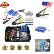 Ergonomic Multi-Function Cable Tester and Crimper Set with 100 RJ45 Connectors