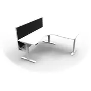 Rapidline Boost + Corner Workstation with Screen and Cable Tray W1500 x W1500 x D750 x H620-1270mm Natural White Top White Base