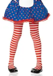 Child SZXL (11-13) Red & White Striped Stockings Tights Candy Cane/Raggedy Ann &